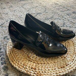 Le Chateau Block Heeled Loafer Glossy Black Size 40 Office Party Preppy Event